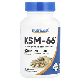 Екстракт кореня ашваганди Nutricost KSM-66 Ashwagandha Root Extract 600 мг 30 капсул