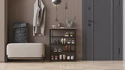 Полиця для взуття Слайм 4 Ferrum-decor 820x630x260 Чорний метал ДСП Дуб Сонома 16 мм (FRD-105162) - мініатюра 9