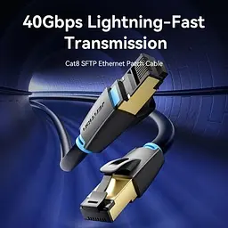 Патч-корд 8м, S/FTP cat 8 RJ-45 black Vention (IKABK) - мініатюра 2