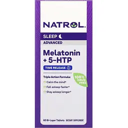 Мелатонін Natrol Melatonin+ 5-HTP 60 таблеток - мініатюра 2