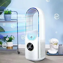 Акумуляторний настільний міні вентилятор SMART 10042 Портативний USB вітродуйка з дисплеєм Білий - мініатюра 5