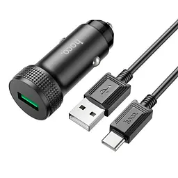 Адаптер авто - зарядний комплект HOCO Type-C Cable Level single port car charger Z49A 1USB 18W чорний