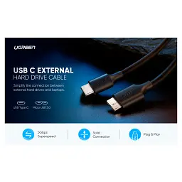 Дата кабель USB-C 3.1 to Micro USB 3.0 1.0m 3A US312 black Ugreen (20103) - мініатюра 4