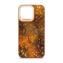 Кожаный чехол для Apple iPhone 15 Pro Max, Harder Nagas, коричневый, термополиуретан ТПУ + экокожа с имитацией кожи Наги, панель, защита корпуса, противоударный, микрофибра, рамка вокруг камеры, защита всего корпуса, (ARM76745)