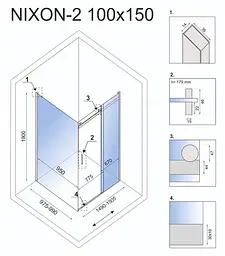 Душова кабіна Rea Nixon 100x150 P chrome REA-K5014 + REA-K5009, Хром, Права, прозорий, хром - мініатюра 7