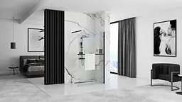 Душова стінка Rea Aero 110 black з полицею Evo REA-K6597 + HOM-00652, прозорий, Черный матовый - мініатюра 2