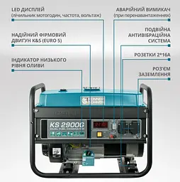 Генератор бензиновий газ/бензин Konner&Sohnen 2.5/2.9 кВт KS 2900G - мініатюра 8