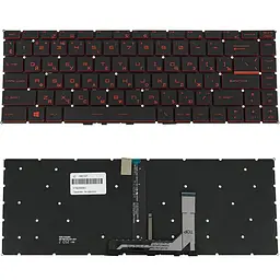 Клавіатура для ноутбука MSI (GS65) rus чорний без фрейма підсвічування клавіш (ЧЕРВОНИЙ)