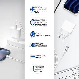Швидка зарядка для Apple 20W USB-C Power Adapter White AMHJ83 + кабель Type-C (ARS83334) - мініатюра 6