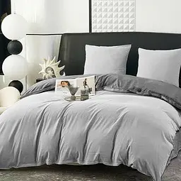 Постільна білизна L&M Home Textiles двоспальне з вареної бавовни не вимагає прасування 100% бавовна 180х220см Сірий - мініатюра 2