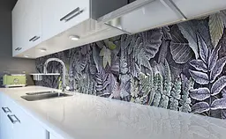 Кухонний фартух Папороть Іней Зима вінілова для кухні 65х250 см Зелений Happy Pocket Z183374 - мініатюра 5