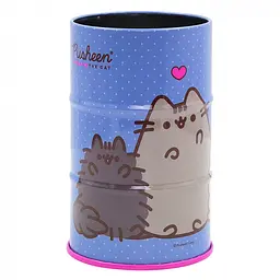 Стакан-підставка металева бочка Yes Pusheen блакитного кольору для канцелярії (708377)