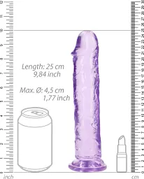 Фалоімітатор RealRock Crystal Clear, 25 см (фіолетовий) - мініатюра 6