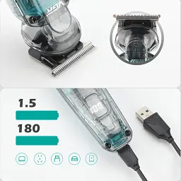 Бездротова машинка для стриження + 5 насадок, з USB, VGR V949, Синя / Чоловічий тример / тример для стриження волосся - мініатюра 7