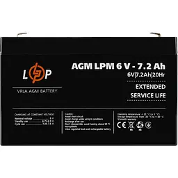 Акумулятор LogicPower AGM 6V (6V/7.2Ah/43.2Wh) (3859) [109176] - мініатюра 4