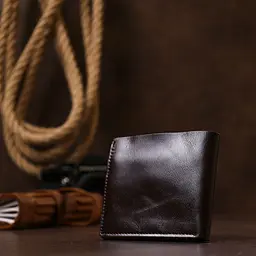 Шкіряне чоловіче портмоне Shvigel 16443 коричневе - мініатюра 7