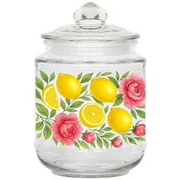 Банка для зберігання Galleryglass Лимонний цвіт кругла декоративна зі скляною кришкою 1.25 л (85006379)
