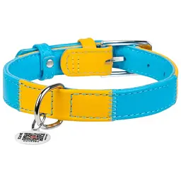 Нашийник для собак Waudog Glamour Colors of freedom, шкіряний, з QR паспортом, XL, 46-60х3,5 см