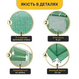 Посилена садова теплиця парник LEOBRO Garden 10м2 Green (LB-10M25) - мініатюра 3