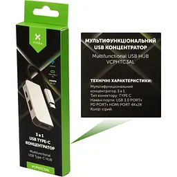 Концентратор Vinga Type-C to 4K HDMI+USB3.0+PD aluminium (VCPHTC3AL) - мініатюра 3