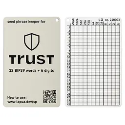 Мнемонічний планшет Lapua Seed phrase keeper for Trust Wallet (LSPKTW)