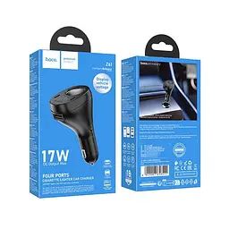 Автомобільний зарядний пристрій Hoco Z61 USB/2 Type-C з роз'ємом прикурювача та дисплеєм чорний - мініатюра 6