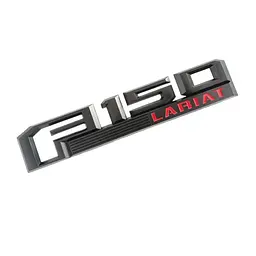 Емблема напис F150 Lariat для Ford чорна матова + червона 262х51 мм пластик (на скотчі)