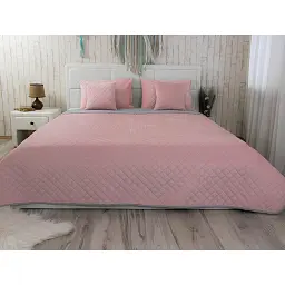 Покривало Руно двостороннє Velour Pink and Grey ромб 180х220 см рожево-сіре