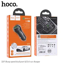 Адаптер автомобільний Hoco Sharp speed dual port Car charger Z37 |2USB, QC3.0, 3A, 36W| - мініатюра 2