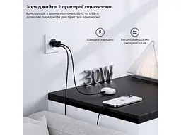 Мережевий зарядний пристрій Choetech PD5012 30 W GAN Black (PD5012-EU-BK) - мініатюра 4