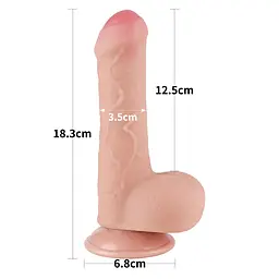 Фалоімітатор LoveToy Sliding-Skin Dual Layer Dong 7" 18.3 см тілесний - мініатюра 5