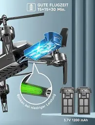 Дрон WipKviey TY-T6 Detective Quadcopter Series Квадрокоптер для початківців з камерою 1080p HD і 2 батареями - мініатюра 2