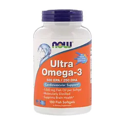 Жирні кислоти Now Foods Ультра Омега-3, 500 EPA / 250 DHA, Ultra Omega-3, 180 гелеви (NOW-01665)