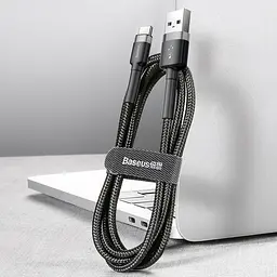 Дата кабель Baseus Cafule USB to Type-C Cable 2A (2m) (CATKLF-C) Чорний / Сірий - мініатюра 5