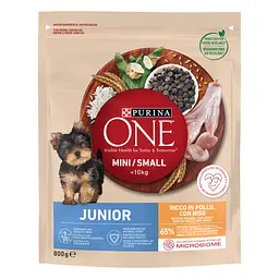 Сухий корм для цуценят малих порід Purina One Mini Junior, з куркою та рисом, 800 г - мініатюра 2