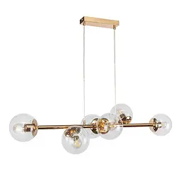 Люстра LED Levistella 7521010-6 GD+CL, 6 плафонів, метал, золото, прозоре скло