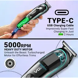 Акумуляторний тример для стрижки волосся й бороди з USB і LED-дисплеєм VGR V-075 - мініатюра 4