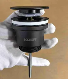 Донний клапан для раковини Koer PW-11-05 універсальний Click-Clack 1 1/4″ Чорний KR5795 - мініатюра 10