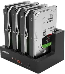 Док-станція Maiwo клонір. для 4xHDD 2,5″/3,5″ SATA/SSD через USB3.0 безгвинтів. кріп. пластик чорн. (K3094A)