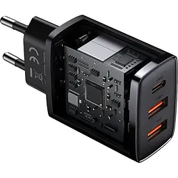 Зарядний пристрій Baseus Compact Quick Charger 2USB+USB-C 30W EU Black - мініатюра 4