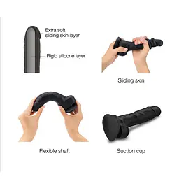 Реалістичний фалоімітатор Strap-On-Me Sliding Skin Realistic Dildo Black - XL, ефект рухомої шкіри - мініатюра 3