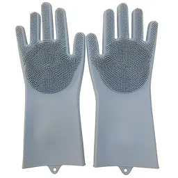 Силіконова рукавичка Gloves for washing dishes для миття посуду Grey (10508) - мініатюра 3