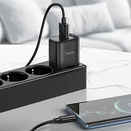 МЗП Hoco C140A Smart QC3.0 18W (1USB-A) + кабель USB to Type-C Black - мініатюра 5