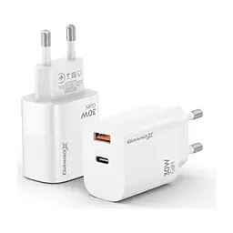Зарядний пристрій Grand-X GaN 1xUSB-C + 1xUSB QC3.0 36W white (CH-360W) - мініатюра 3