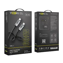 Кабель для заряджання та обміну даними USB Yoki YK-UL61 ULTRA Series Type-C to Type-C 60W 3A/20V 1.2 m Black - мініатюра 2