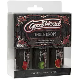 Набір крапель для мінету Doc Johnson GoodHead Tingle Drops, 3х29,5 мл, кавун, зелене яблуко, полуниця - мініатюра 2