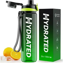 Пляшка для води Hydrated Water Bottle 1000 мл Tritan Green Black - мініатюра 2