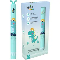 Электрическая детская звуковая зубная щетка Vega Kids VK-500B бирюзовая