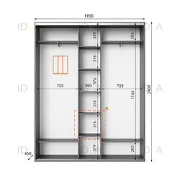 Шафа-купе Idea серія 2 190 x 45 x 240 см Венге темний Дзеркало - мініатюра 2