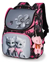 Ортопедичний шкільний рюкзак (ранець) School Standard 3 в 1 для дівчинки 570 гр 14,5 літрів Чорний з рожевим - мініатюра 2